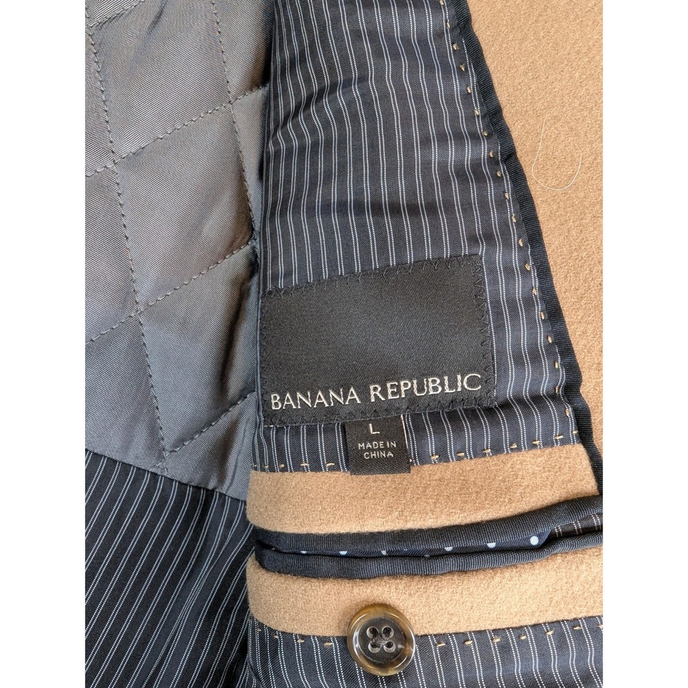 Banana Republic Jacket Men L Camel Tan Wool Cashmere Blend Button Over Coat - Picture 9 of 12